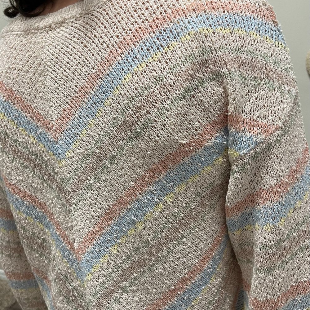The Chevron Striped Light Knit Sweater / Cotton Blend Long Sleeve - Picture 7 of 9